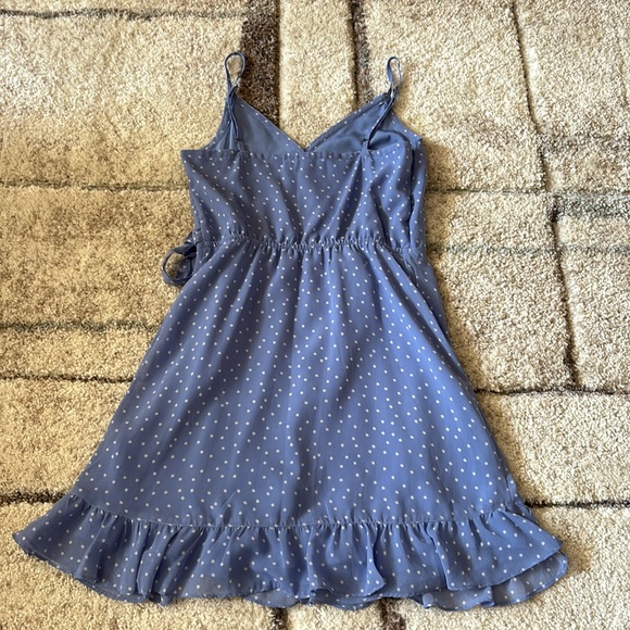 Hollister Baby Blue Polka-Dot Ruffle Wrap Dress, size S - Picture 2 of 3